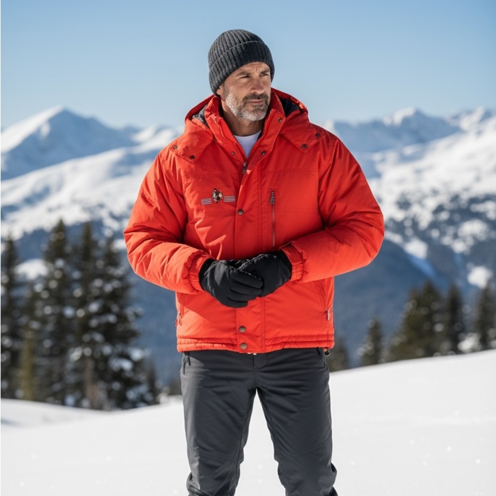 Bogner Canadian Wilds Winter Coat Hooded Red Heavy Warm Ski Jacket Sz XL
